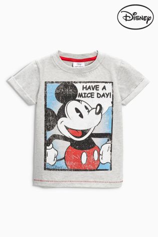 Grey Mickey Mouse Short Sleeve T-Shirt (3mths-6yrs)